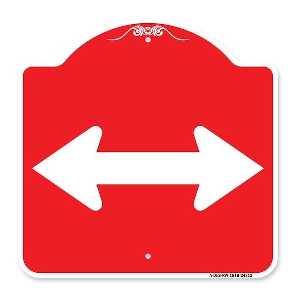 Signmission Designer Series Bidirectional Arrow Black, Red & White Aluminum Sign, 18" x 18", RW-1818-24312 A-DES-RW-1818-24312 - main